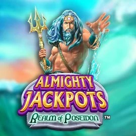 Almighty Jackpots – Realm of Poseidon slot logo by Novomatic at Slotoro Casino